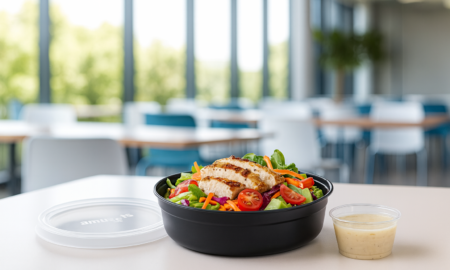 Amuse Pro Container with Salad in Healthcare Canteen Setting