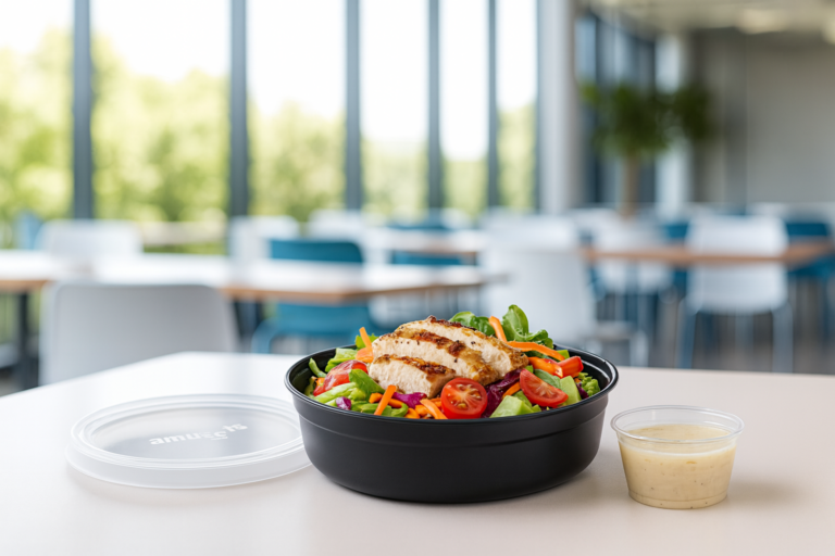 Amuse Pro Container with Salad in Healthcare Canteen Setting