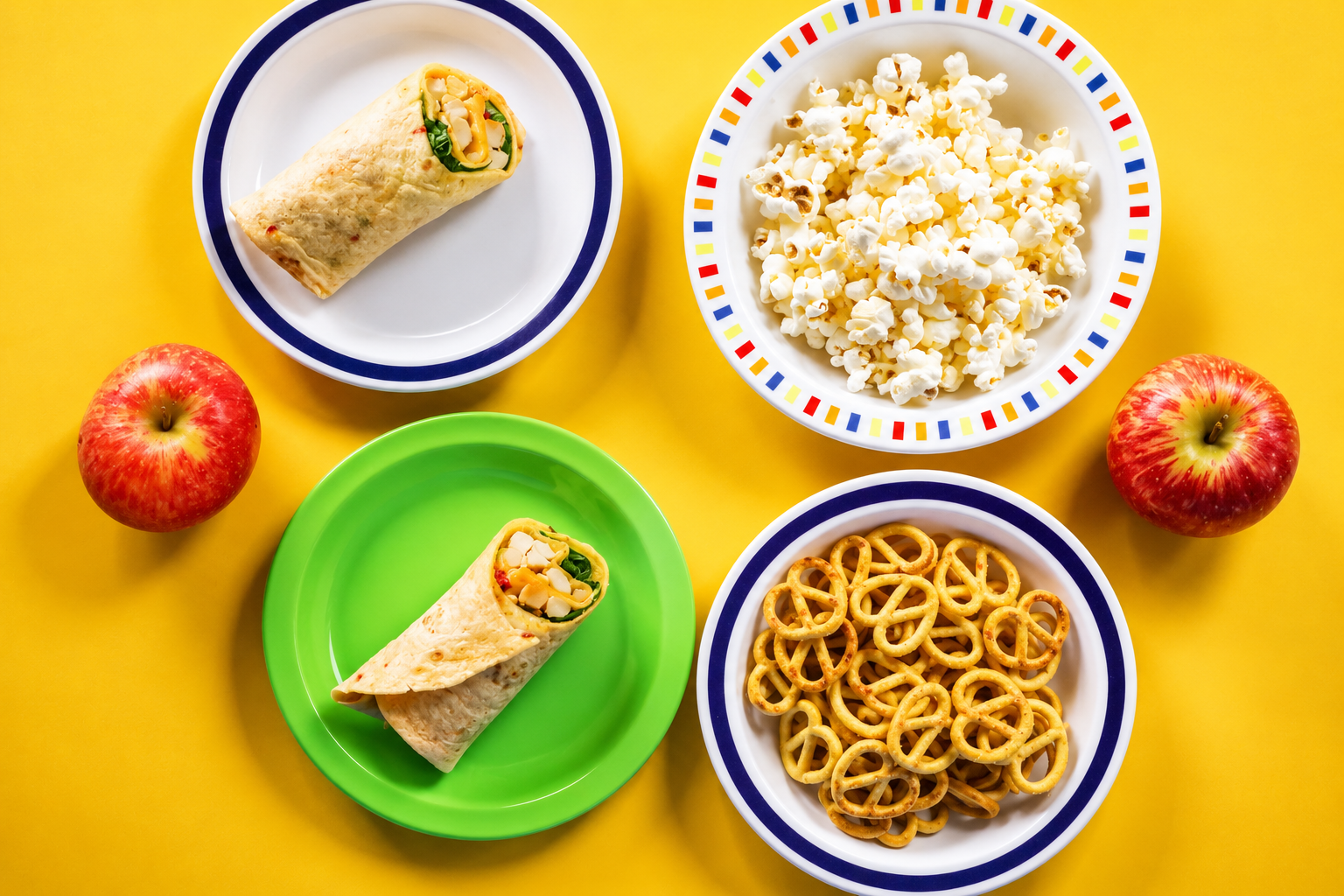 Snacks and treats in Duo and Patterned Bowls